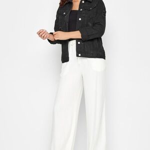 Distressed black jean jacket tall women size 4 small